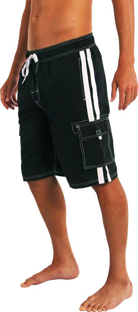 Norty Men Big Sizes 2X-5X Cargo Swim Suit Trunks 39962 Black