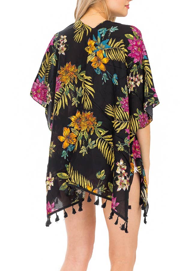 Spring Leaves And Floral Bohemian Crochet Trim Cover Up