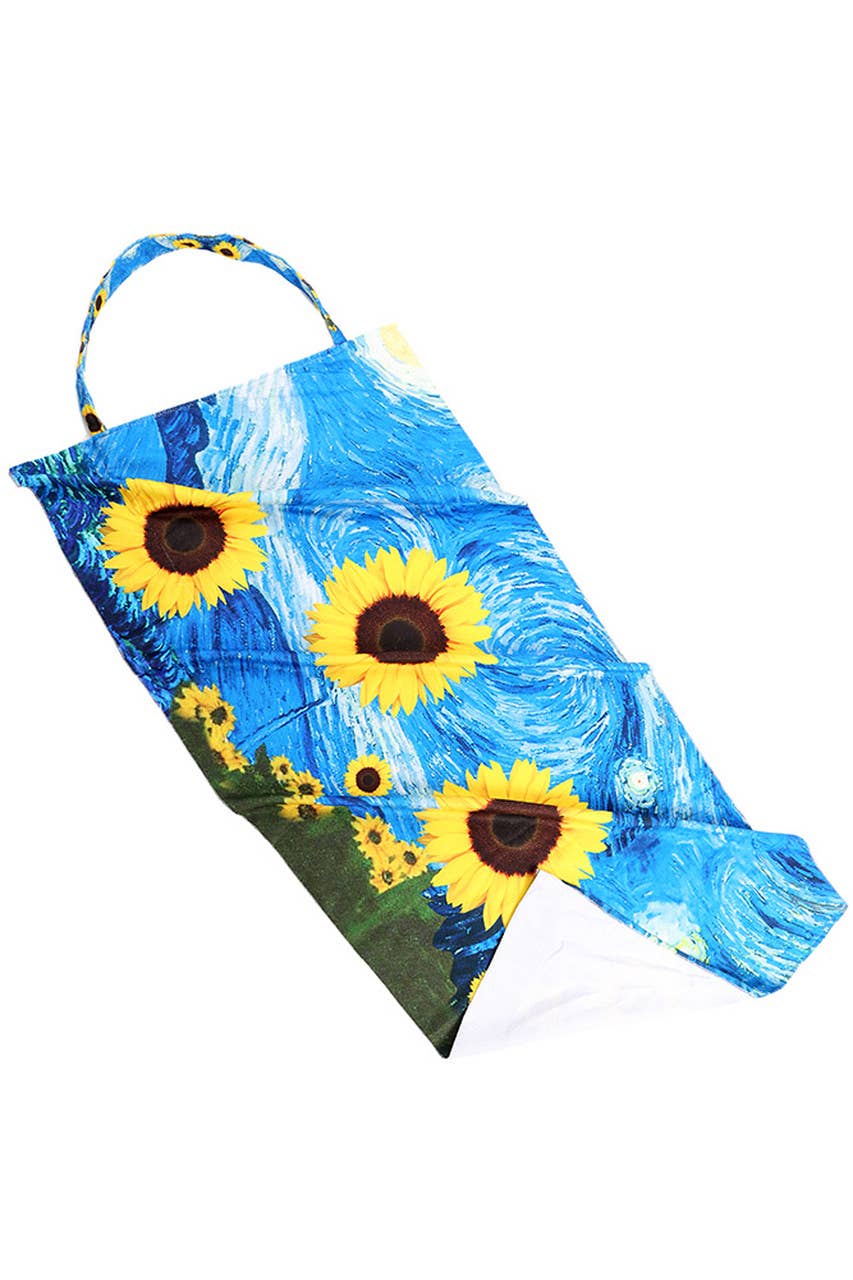 Sunflower Print Beach Towel Bag