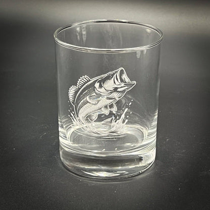 Large Mouth Bass Vintage Style 14 oz Double Old Fashioned