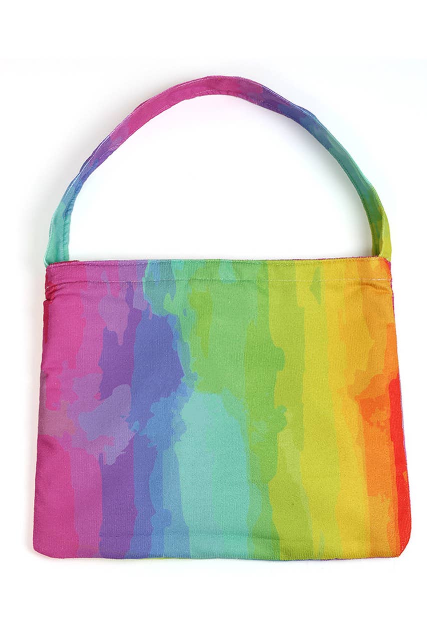 Rainbow Print Beach Towel Bag