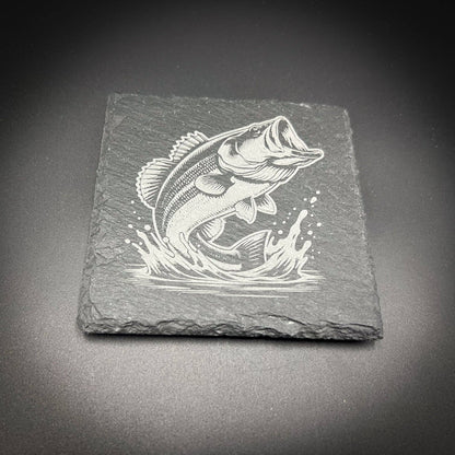 Smith Lake Large Mouth Bass - 4" Square Slate Coaster