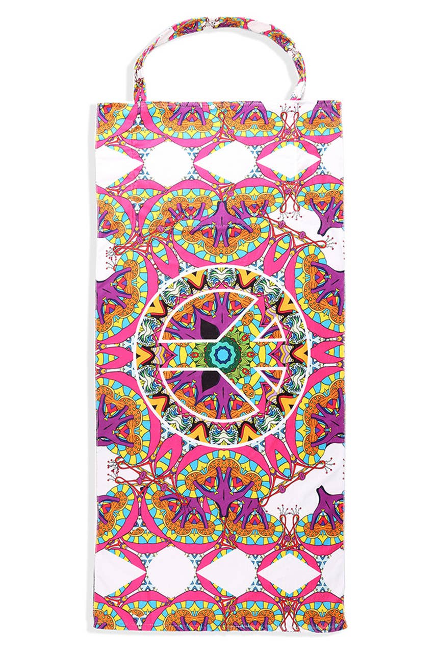 Peace Symbol Pattern Print Beach Towel Bag