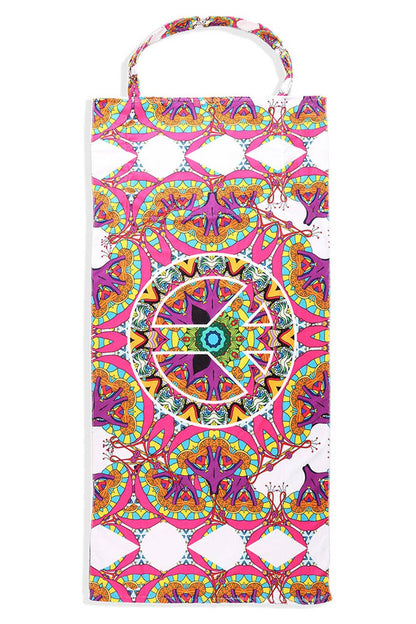 Peace Symbol Pattern Print Beach Towel Bag