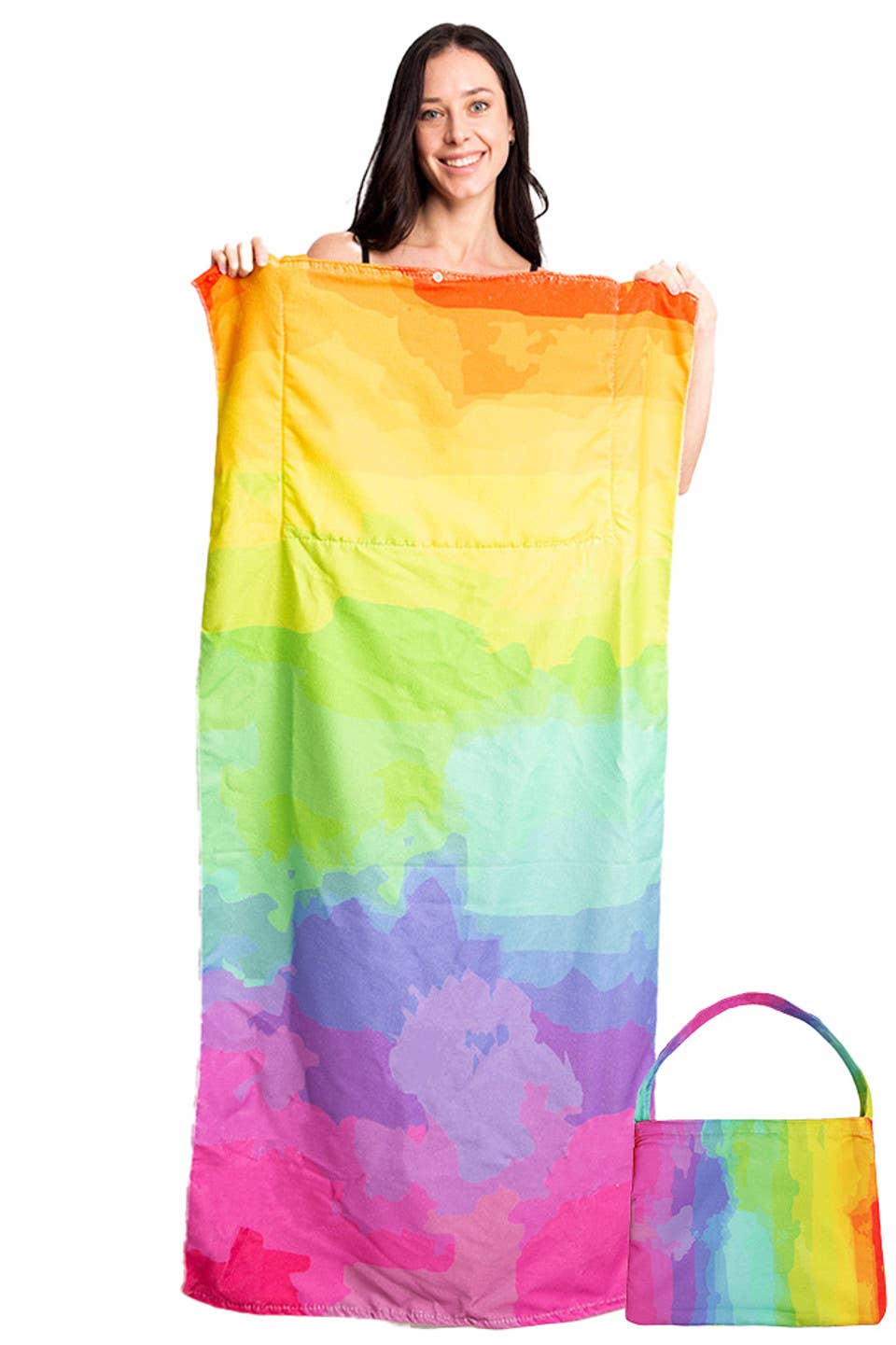 Rainbow Print Beach Towel Bag