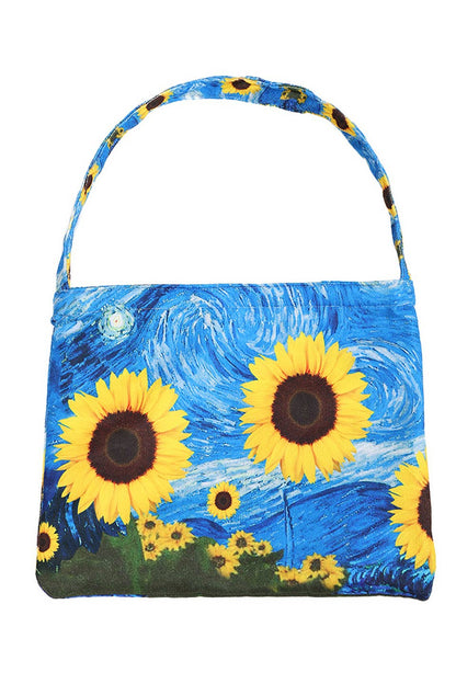 Sunflower Print Beach Towel Bag