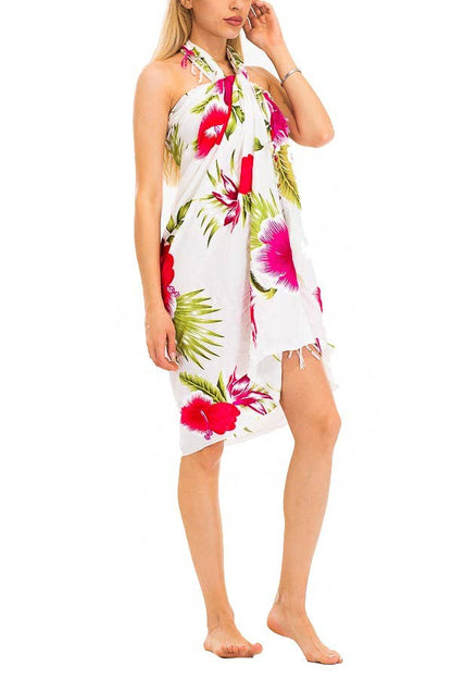 Tropical Blossom Hibiscus Beach Pool Sarong