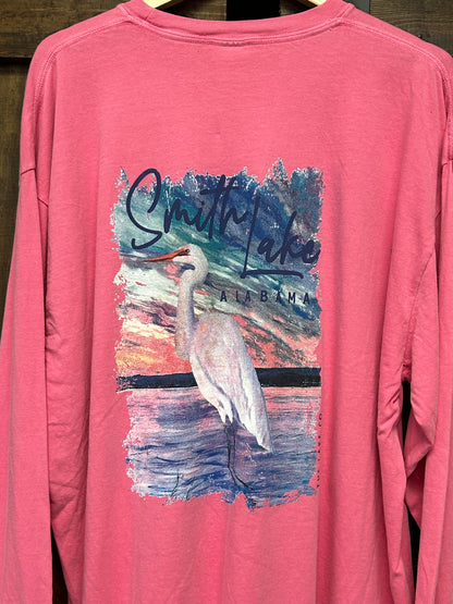 Long Sleeve Tee Smith Lake Crane - The Lake Co.