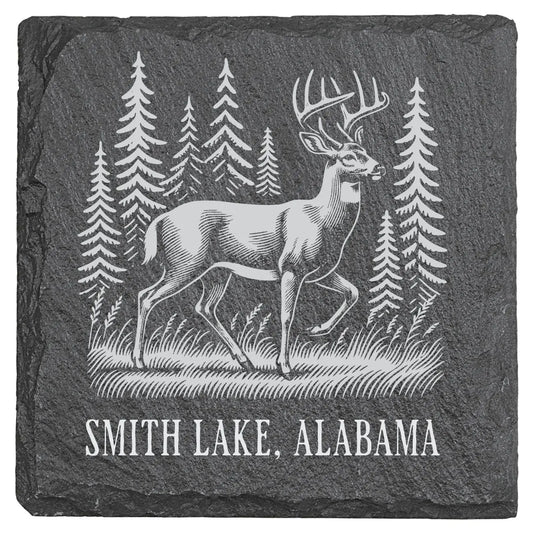 Smith Lake Deer - 4" Square Slate Coaster