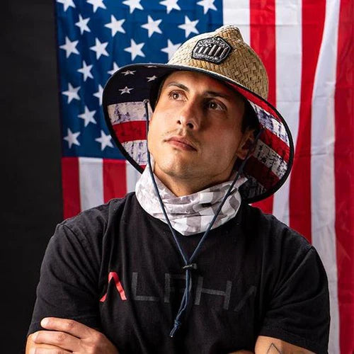 SA Straw Ladder Hat | American Flag