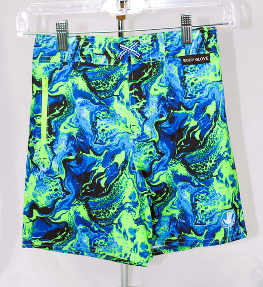 Body Glove Boys Swim Trunks 4-7 Blue/Lime