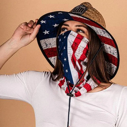 SA Straw Ladder Hat | American Flag