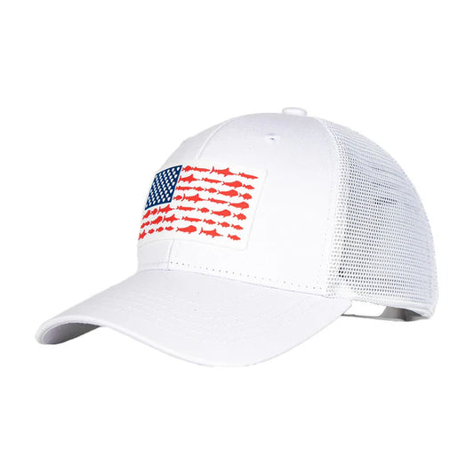 SA Mesh Snap Back | Fins & Stripes | White