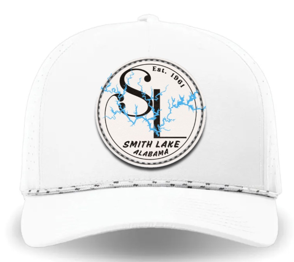 Smith Lake SL Logo White Leather Patch Performance Rope Cap White