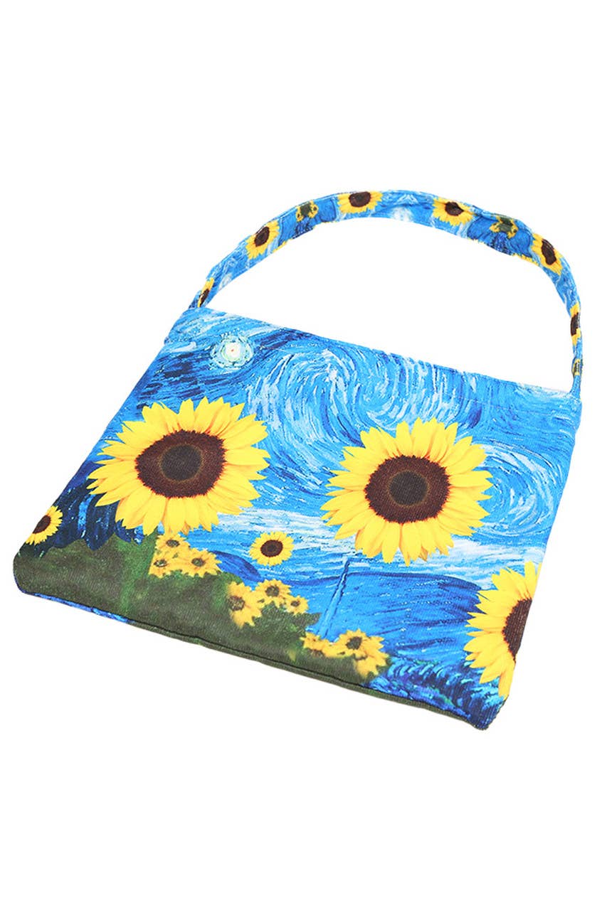 Sunflower Print Beach Towel Bag