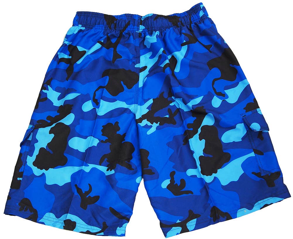 Norty Mens Big Sizes 2X-5X Cargo Swim Suit Trunks 41575 Blue