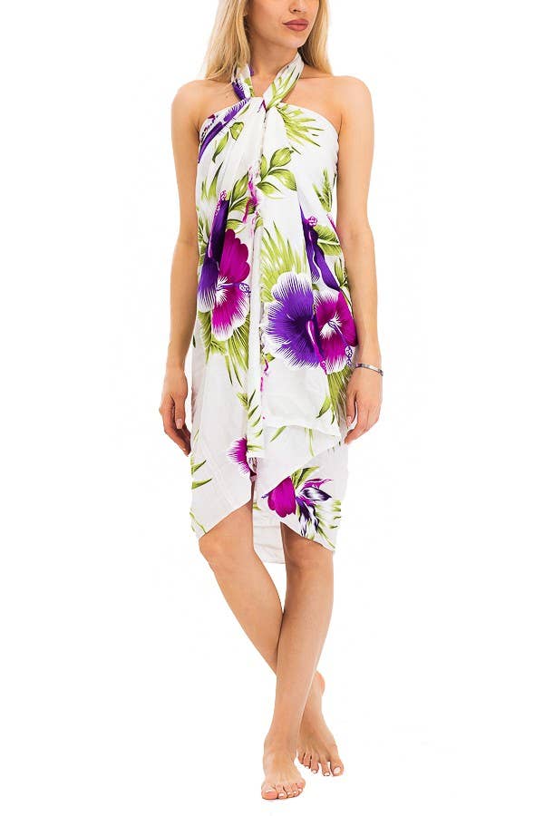 Tropical Blossom Hibiscus Beach Pool Sarong