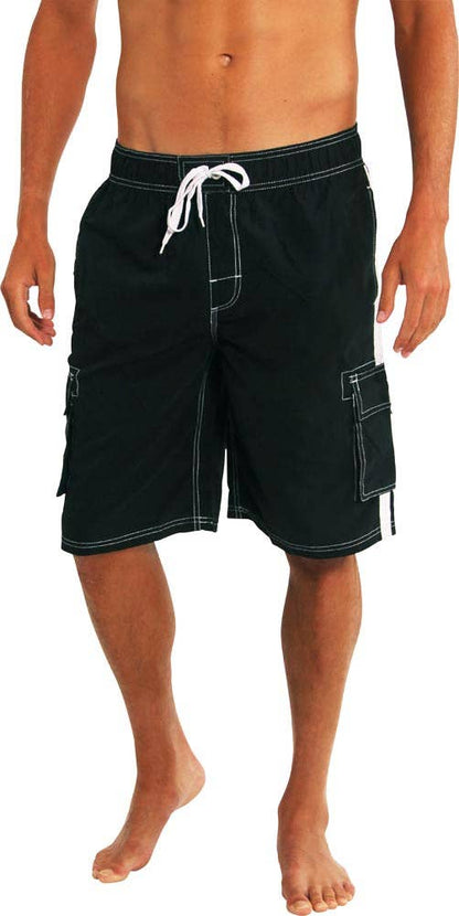 Norty Men Big Sizes 2X-5X Cargo Swim Suit Trunks 39962 Black