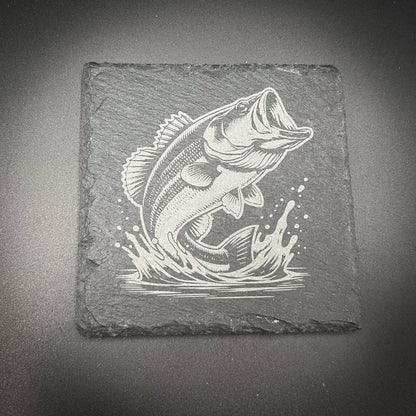 Smith Lake Large Mouth Bass - 4" Square Slate Coaster