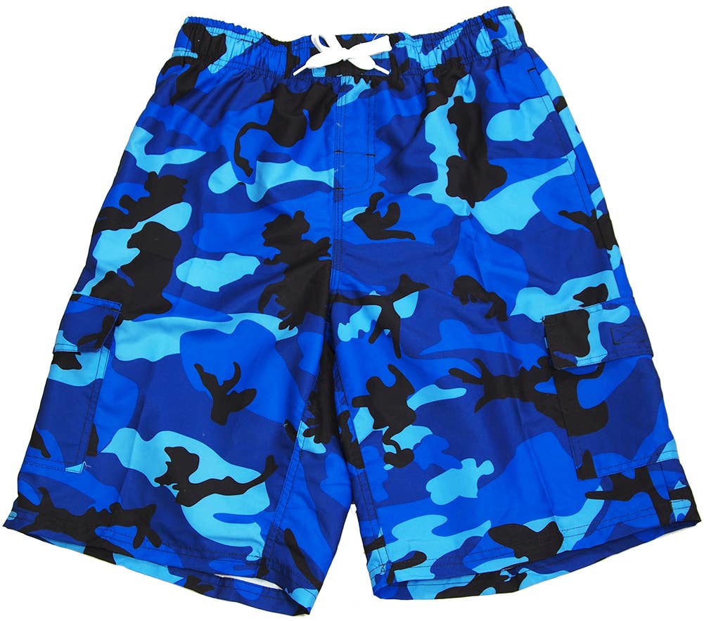 Norty Mens Big Sizes 2X-5X Cargo Swim Suit Trunks 41575 Blue