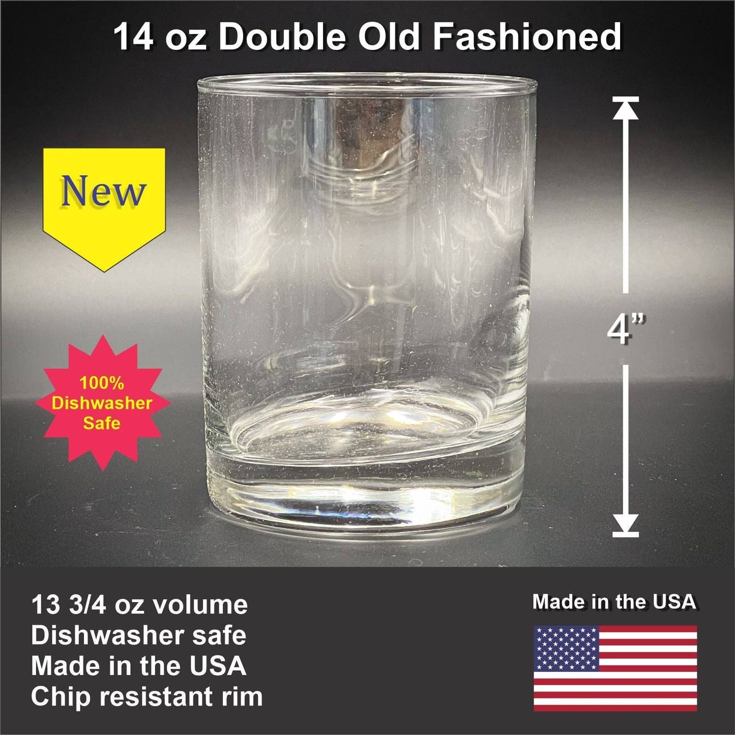 Large Mouth Bass Vintage Style 14 oz Double Old Fashioned