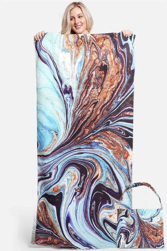 Geode Marble Print Beach Towel Bag