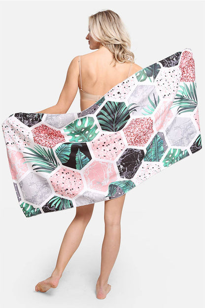 Leaves And Tile Print Beach Towel Bag